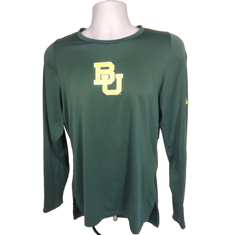 Nike Dri-Fit Baylor University Bears BU Green Shirt Adult Small Long Sleeves
